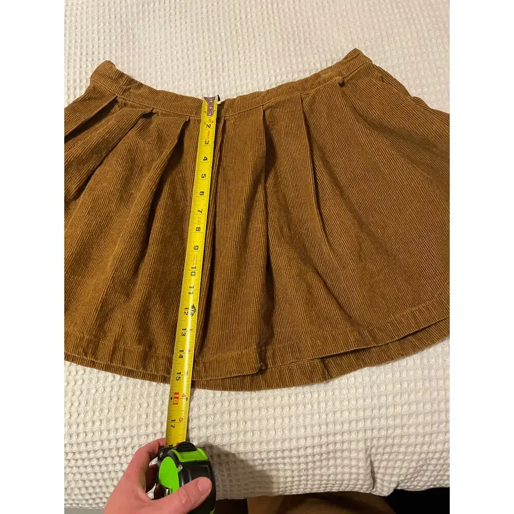 Forever 21 Y2K Boho Brown Corduroy Classic Mini Pleated Skater Skirt Size XL